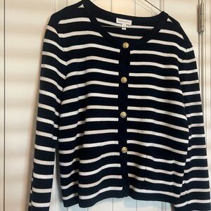 Crown & Ivy Navy and White Striped Cardigan